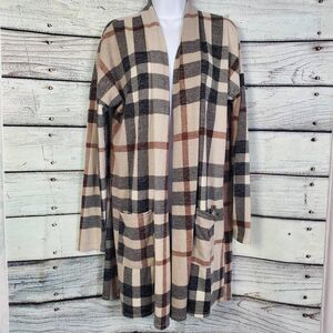 Beeson River Plus Size Women’s Plaid Open Front Cardigan Sweater 1X